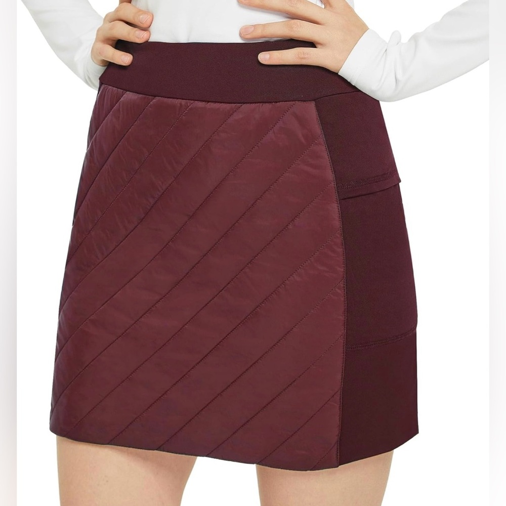 FitsT4 Sports Womens Quilted Lightweight Insulated Burgundy Puffer Skirt Size XL